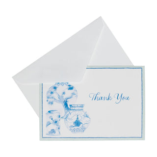 Caspari Glazed Porcelain Thank You Notes - includes 8 cards & envelopes 95655.44B
