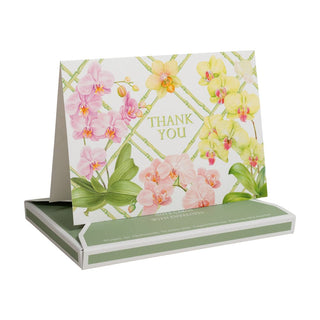 Caspari Orchid Conservatory Thank You Notes - includes 8 cards & envelopes 95657.44B