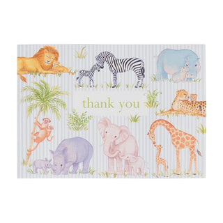 Caspari Safari Baby Thank You Notes - 8 Note Cards & 8 Envelopes 95659.44B