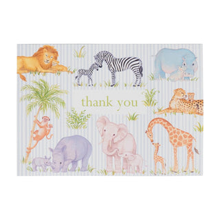 Caspari Safari Baby Thank You Notes - includes 8 cards & envelopes 95659.44B