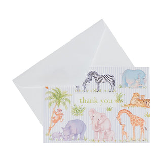 Caspari Safari Baby Thank You Notes - includes 8 cards & envelopes 95659.44B