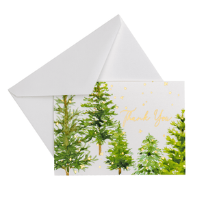 Caspari White Christmas Foil Thank You Notes 95674.44B