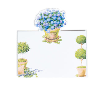 Caspari Potted Hydrangeas Place Card 8 In Die-Cut 95903P