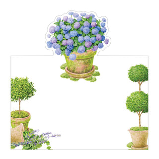 Caspari Potted Hydrangeas Place Card 8 In Die-Cut 95903P