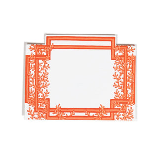 Caspari Coral And Trellis Coral Place Card 8 In Die-Cut 95905P