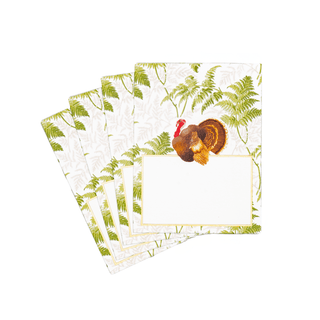 Caspari Turkey Among Ferns Foil Place Cards - includes 8 Cards 95911P
