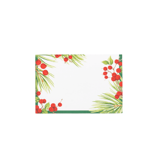 Evergreen & Berries White Place Cards - 8 count