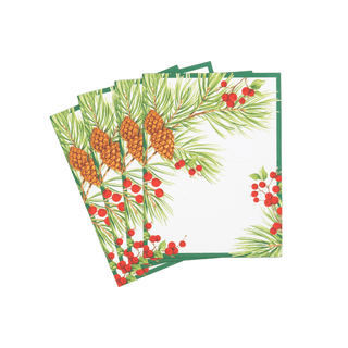Caspari Evergreen & Berries White Place Cards - 8 count 95912P
