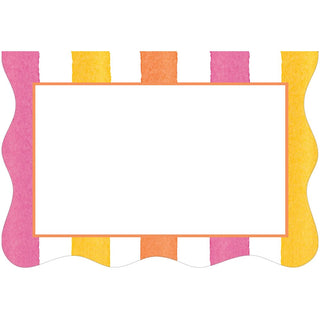 Caspari Cafe Stripe Scallop Warm Die Cut Place Card - 8 per package 95919P