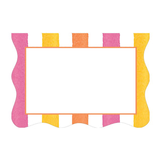 Caspari Cafe Stripe Scallop Warm Die Cut Place Card - 8 per package 95919P