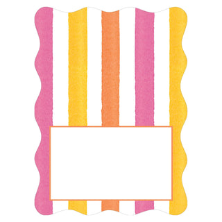 Caspari Cafe Stripe Scallop Warm Die Cut Place Card - 8 per package 95919P