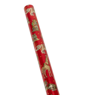 Caspari Wild Christmas Red Embossed Foil Gift Wrap - One 30" x 6' Roll 95953RCF