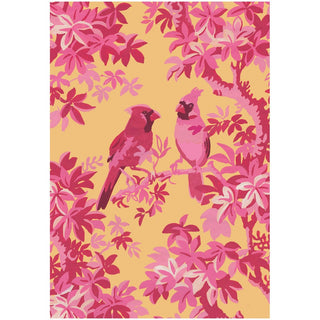 Caspari Scenic Songbirds Foil Valentine Foil Greeting Card - 1 card with envelope 96404-14