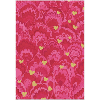 Caspari Marbled Ceramica Hearts Foil Valentine Foil Greeting Card - 1 card with envelope 96405-14
