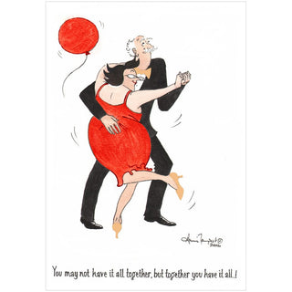 Caspari Dancing Couple Foil Valentine Foil Greeting Card - 1 card with envelope 96406-14