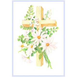 Caspari Cross With Daisies Easter Greeting Card - 1 card with envelope 96411-15
