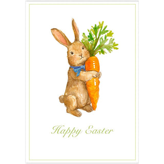 Caspari Bunny Hugging Carrot Easter Greeting Card - 1 card with envelope 96412-15