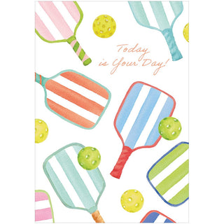 Caspari Striped Pickleball Paddles Mother's Day Greeting Card - 1 card with envelope 96418-16