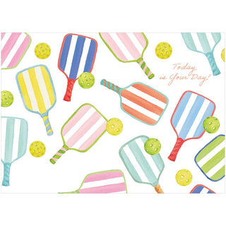 Caspari Striped Pickleball Paddles Mother's Day Greeting Card - 1 card with envelope 96418-16