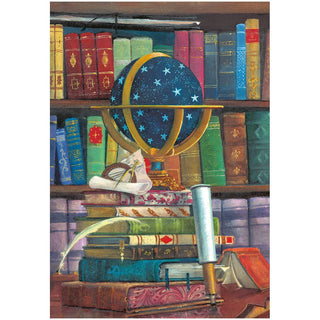Caspari Globe In Library Graduation Greeting Card - 1 card with envelope 96439-18
