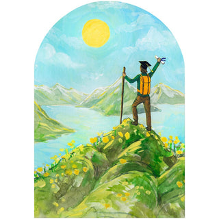 Caspari At The Peak Graduation Die Cut Greeting Card - 1 card with envelope 96441-18