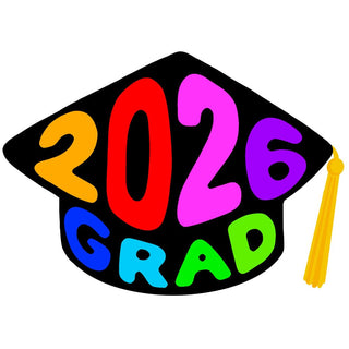 Caspari 2026 Grad Hat Graduation Die Cut Greeting Card - 1 card with envelope 96442-18
