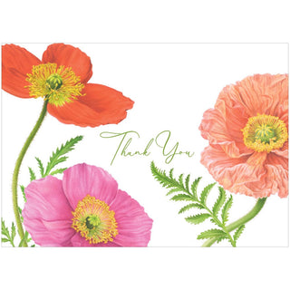 Caspari Poppy Boxed Thank You Notes - includes 8 cards & envelopes 96620.44B