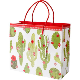 Caspari Merry Cactus Gift Bag Lg 11 3/4 X 4 3/4 X 10 9698B3