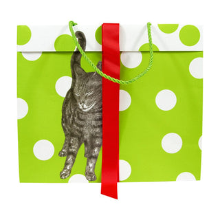 Caspari Curious Christmas Cats Gift Bag Lg 11 3/4 X 4 3/4 X 10 9716B3