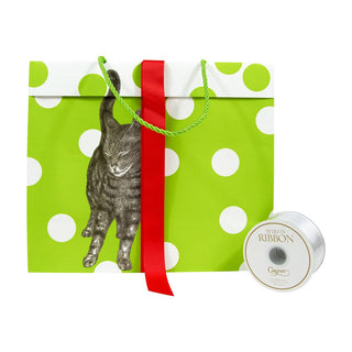 Caspari Curious Christmas Cats Gift Bag Lg 11 3/4 X 4 3/4 X 10 9716B3