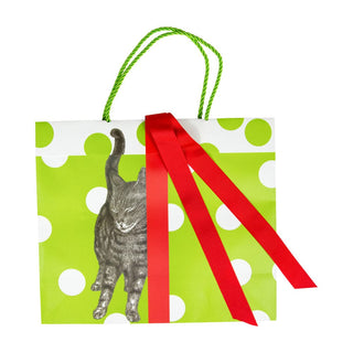 Caspari Curious Christmas Cats Gift Bag Lg 11 3/4 X 4 3/4 X 10 9716B3