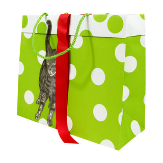 Caspari Curious Christmas Cats Gift Bag Lg 11 3/4 X 4 3/4 X 10 9716B3