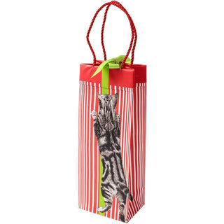 Caspari Curious Christmas Cats Bottle Bag 5 X 3 1/2 X 13 9716B4