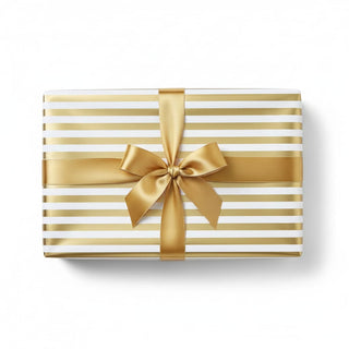 Caspari Club Stripe Gold/Silver Reversible Roll Wrap 30 Inch X 8Ft-2 Inch Core 97270RC