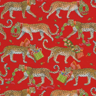 Caspari Christmas Leopards Red Roll Wrap 30 Inch X 8Ft-2 Inch Core 9745RC