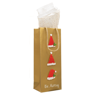 Be Merry Gold Gift Bags - includes 1 Gift Bags