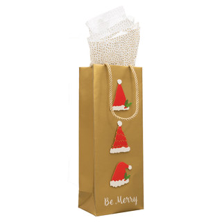 Caspari Be Merry Gold Gift Bags - includes 1 Gift Bags 97520B4