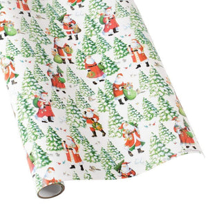 Caspari Woodland Santa Roll Wrap 30 Inch X 8Ft-2 Inch Core 9759RC