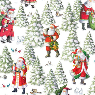 Caspari Woodland Santa Roll Wrap 30 Inch X 8Ft-2 Inch Core 9759RC