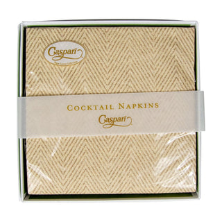 Caspari Jute Natural-Paper Linen Napkin Box Cocktail-Airlaid 9760B