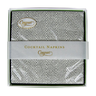 Caspari Jute Charcoal-Paper Linen Napkin Box Cocktail-Airlaid 9762B