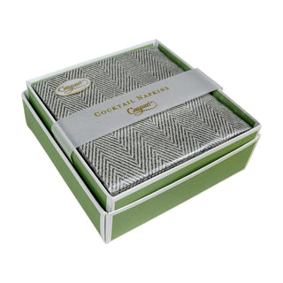 Caspari Jute Charcoal-Paper Linen Napkin Box Cocktail-Airlaid 9762B