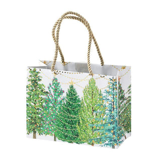 Caspari Christmas Trees With Lights Gift Bag Sm 7 X 3 X 5 1/4 9771B1