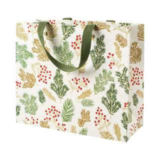 Caspari Sprigs And Berries Gift Bag Lg 11 3/4 X 4 3/4 X 10 9809B3