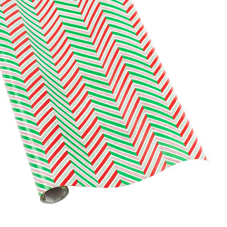 Caspari Candy Cane Stripes White Roll Wrap 30 Inch X 8Ft-2 Inch Core 9810RC