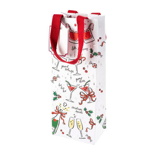 Caspari Let's Be Merry Bottle Bag 5 X 3 1/2 X 13 9815B4