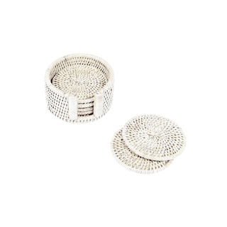 Cream Round Rattan Coaster - Set of 6