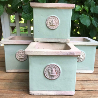 Kew Garden Square Herb Pot -  Tiffany Blue