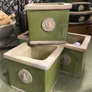 Kew Garden Square Herb Pot -  Moss Green