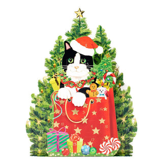 Caspari Christmas Cat Cmas Advents 3-D/Die-Cut/Stand(App) ADV283